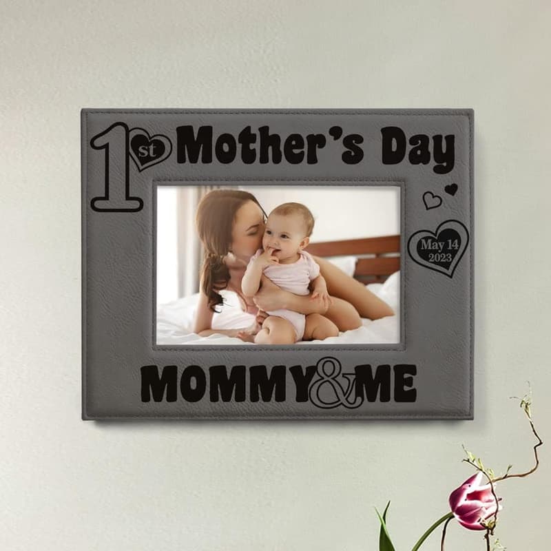 First Mother's Day Engraved Leather Frame 4x6