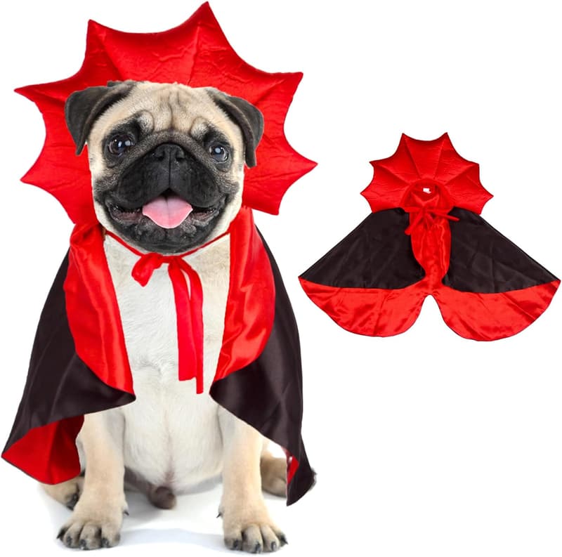 Halloween Vampire Cloak Costume for Dogs - Black & Red