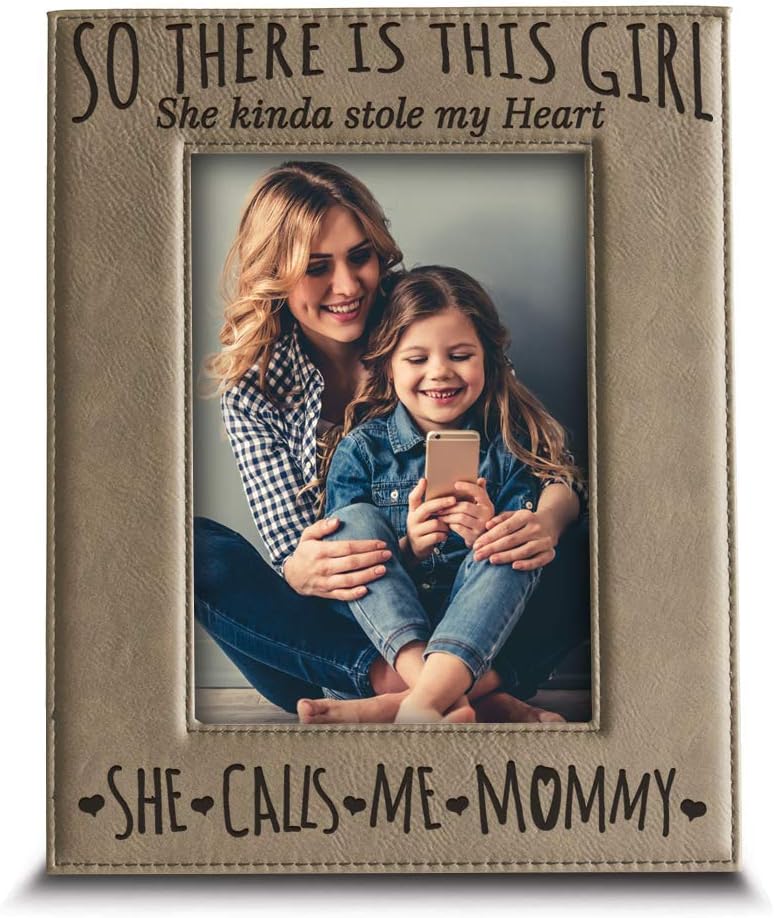 Mommy and Me Engraved Leather Picture Frame (5x7)