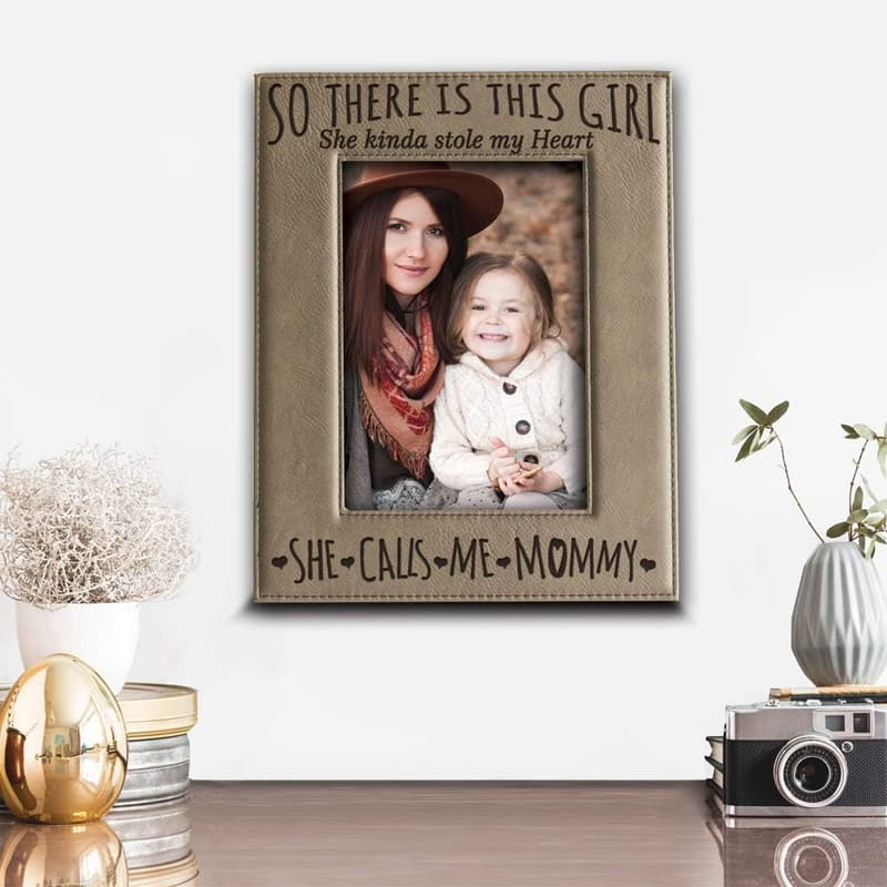 Mommy and Me Engraved Leather Picture Frame (5x7)