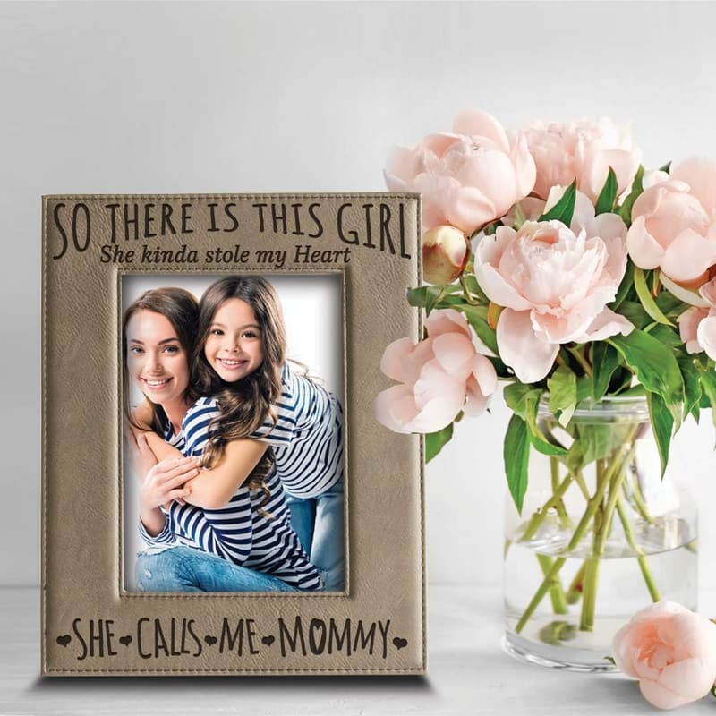 Mommy and Me Engraved Leather Picture Frame (5x7)