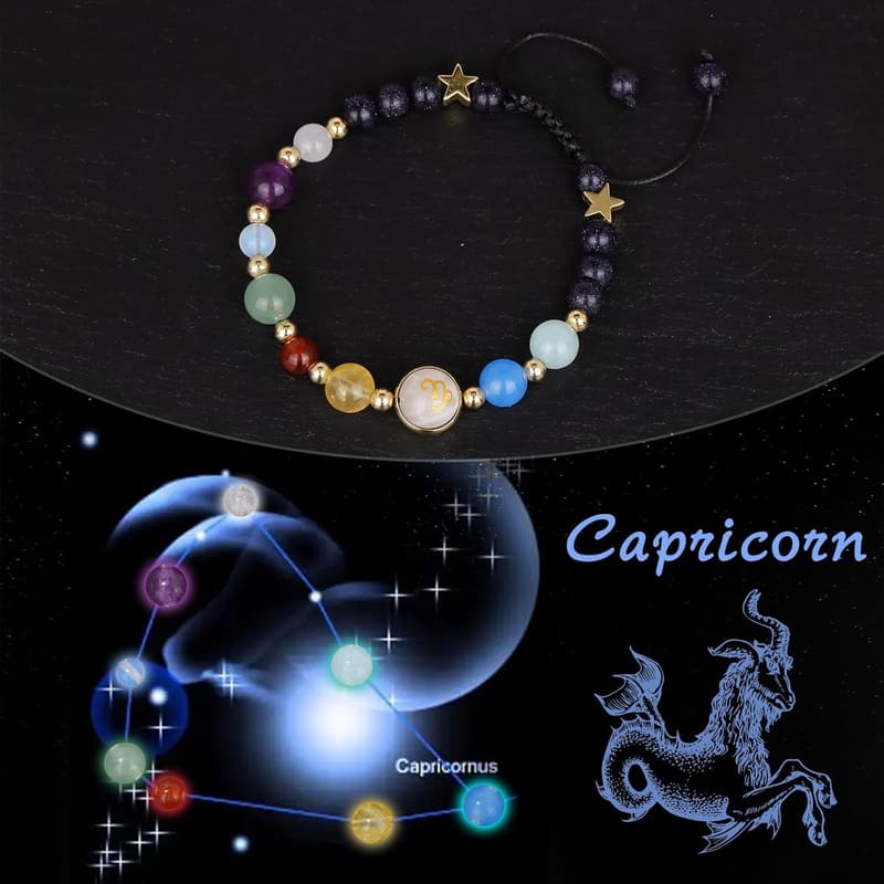 Zodiac Crystal Bead Bracelets for Men and Women - Horoscope Gifts