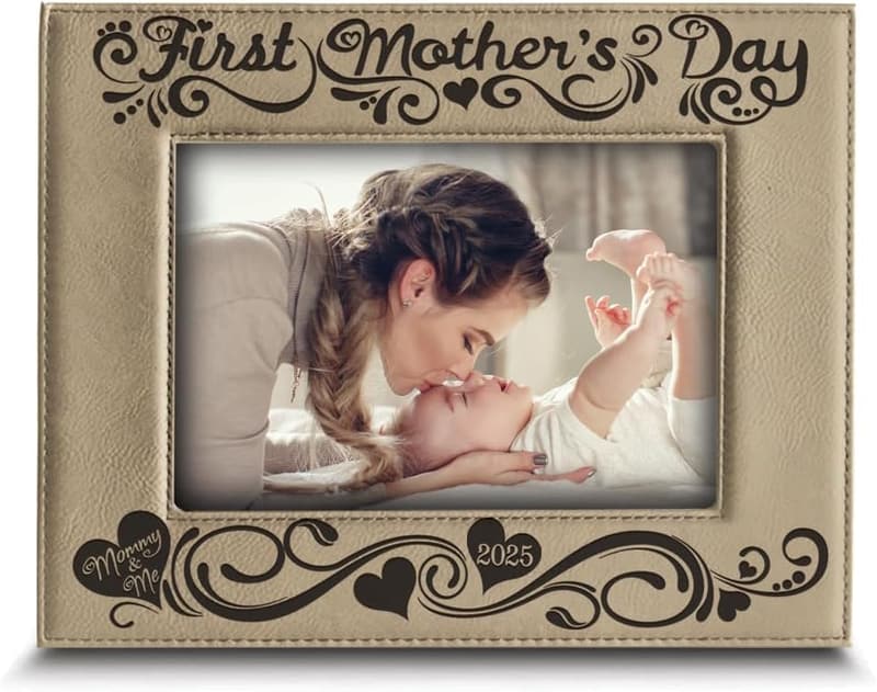 First Mother's Day Engraved Leather Picture Frame (5x7)