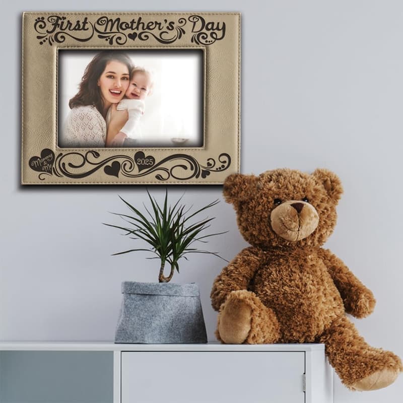 First Mother's Day Engraved Leather Picture Frame (5x7)