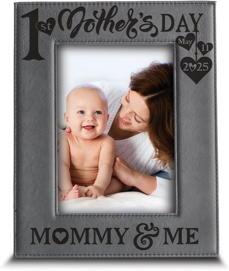 First Mother's Day Engraved Leather Picture Frame (4x6)