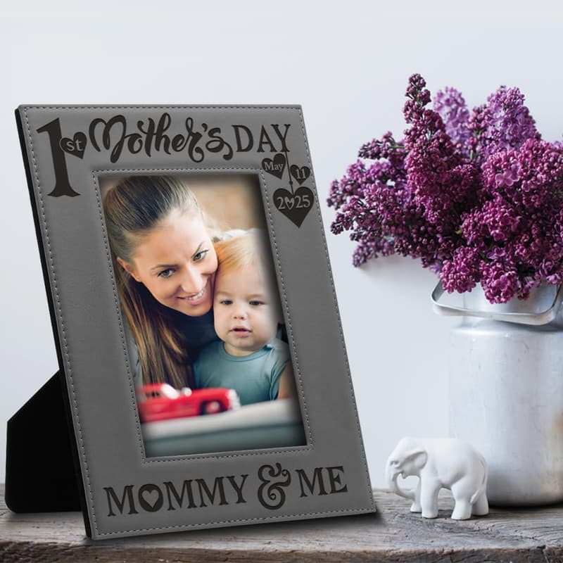 First Mother's Day Engraved Leather Picture Frame (4x6)