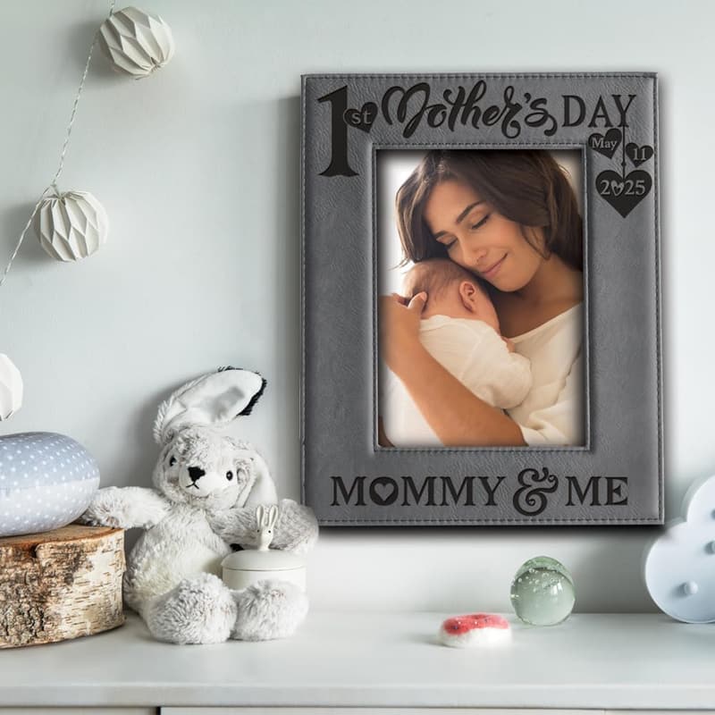 First Mother's Day Engraved Leather Picture Frame (4x6)