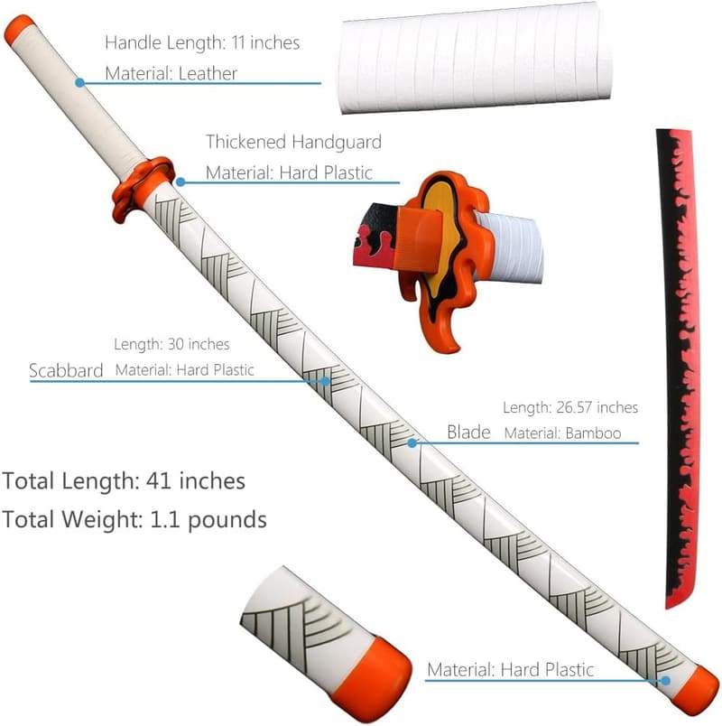 Demon Slayer Cosplay Sword with Belt Holder - 41 inches