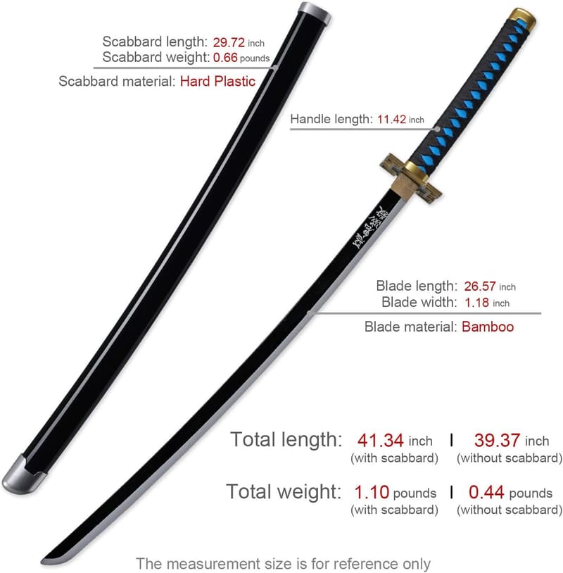 Zisu Demon Katana Sword for Anime Cosplay, 41 Inches