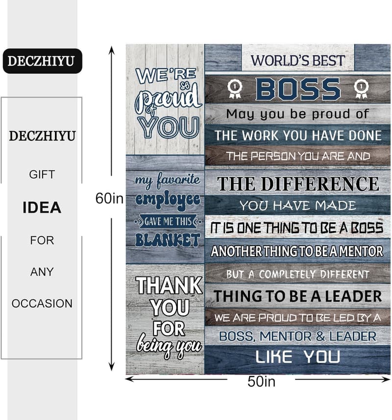 Boss's Day Blanket Gift for Men - World's Best Boss, 60