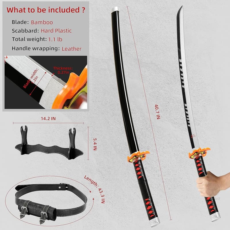 Tanjiro Demon Slayer Sword Set with Stand – 41