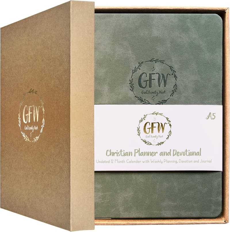 Devotional Planner with Gift Box - Vegan Leather, 12-Month A5 2025