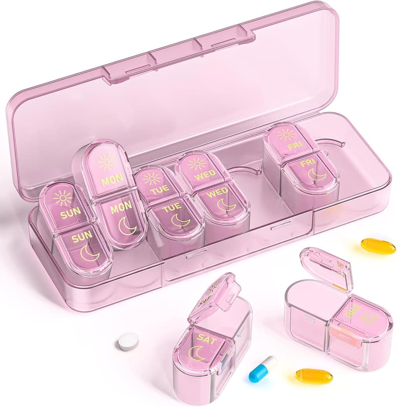 7-Day AM/PM Pill Organizer for Travel and Vitamins