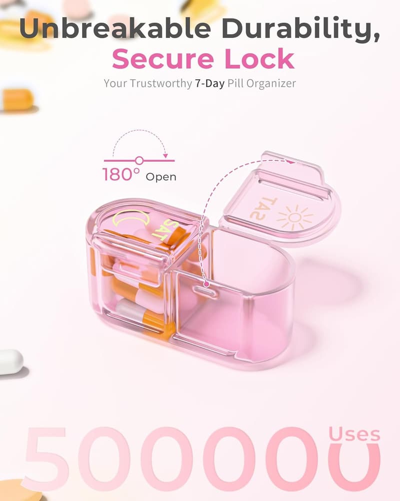 7-Day AM/PM Pill Organizer for Travel and Vitamins