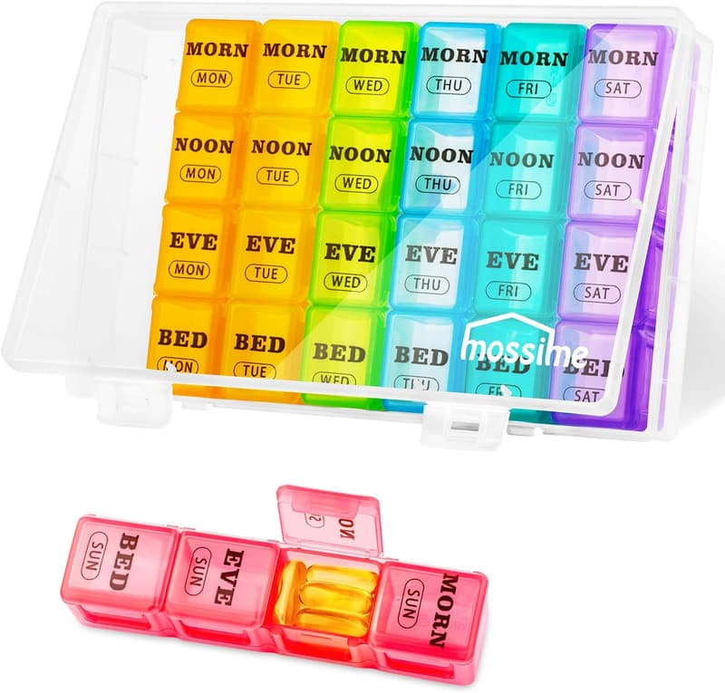Weekly Pill Organizer XL - 7-Day AM/PM Compartments