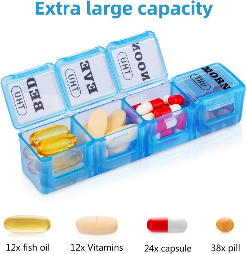 Weekly Pill Organizer XL - 7-Day AM/PM Compartments