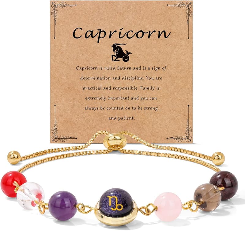 Zodiac Sign Bracelets for Women – 18K Gold Plated Gemstone