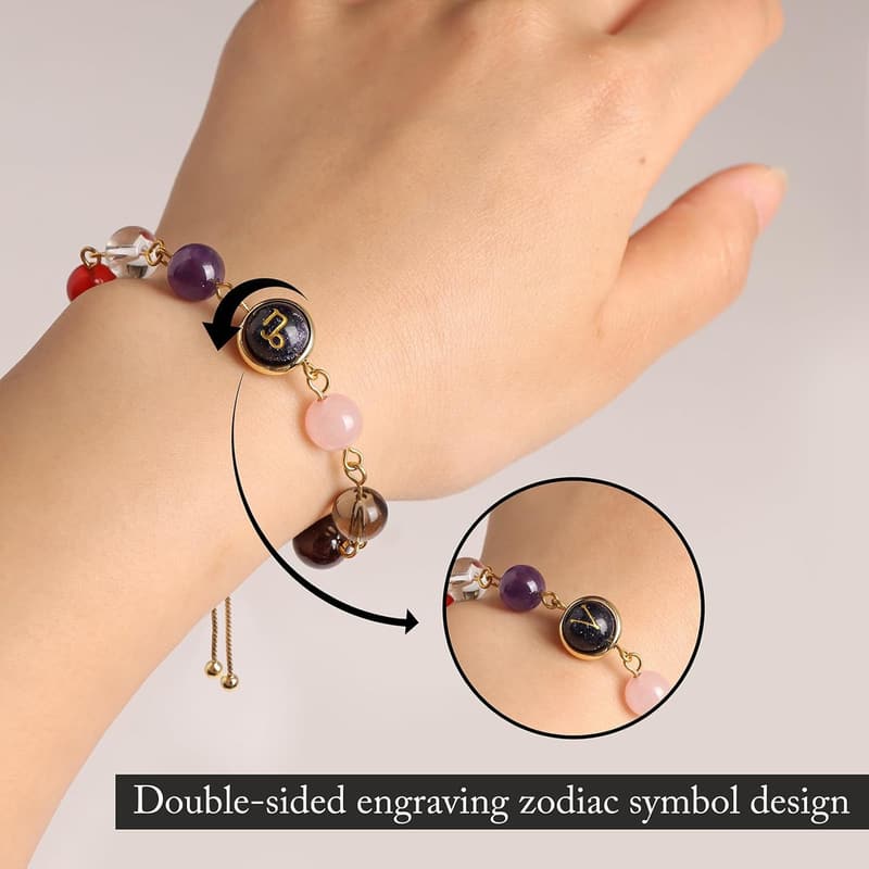 Zodiac Sign Bracelets for Women – 18K Gold Plated Gemstone