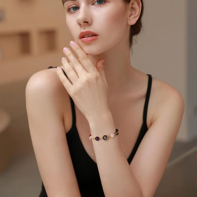 Zodiac Sign Bracelets for Women – 18K Gold Plated Gemstone