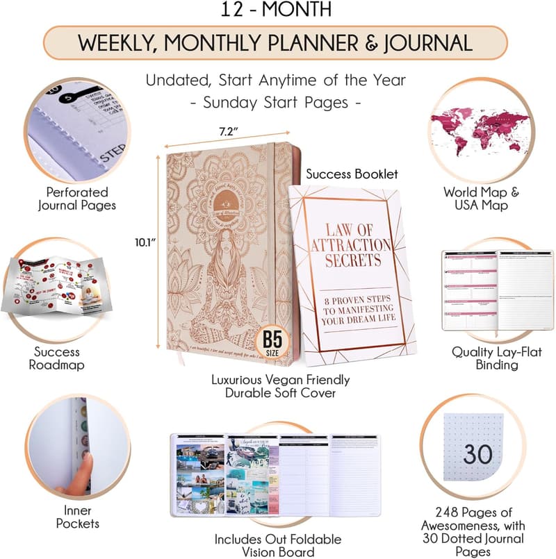2025 Law of Attraction Planner – Undated Goal Setting Journal