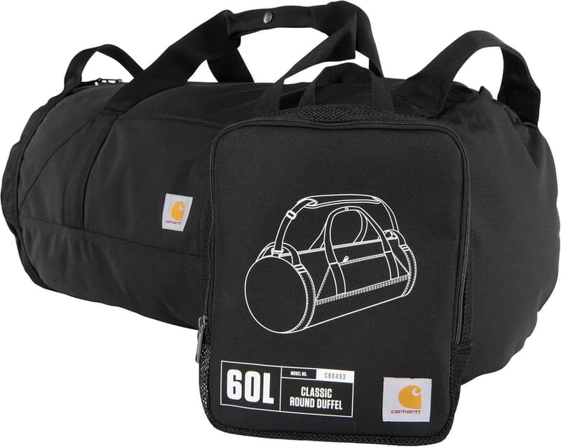 Carhartt Heavy-Duty Round Duffel Bag with Utility Pouch