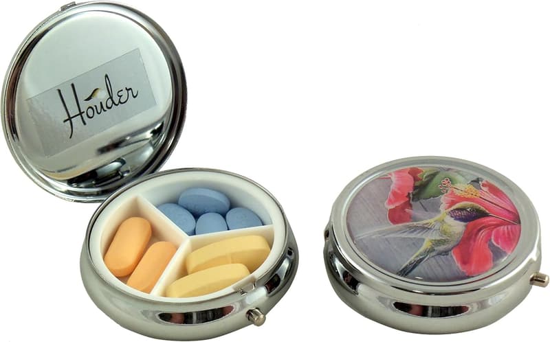 Hummingbird Decorative Pill Box - Stylish Medication Case