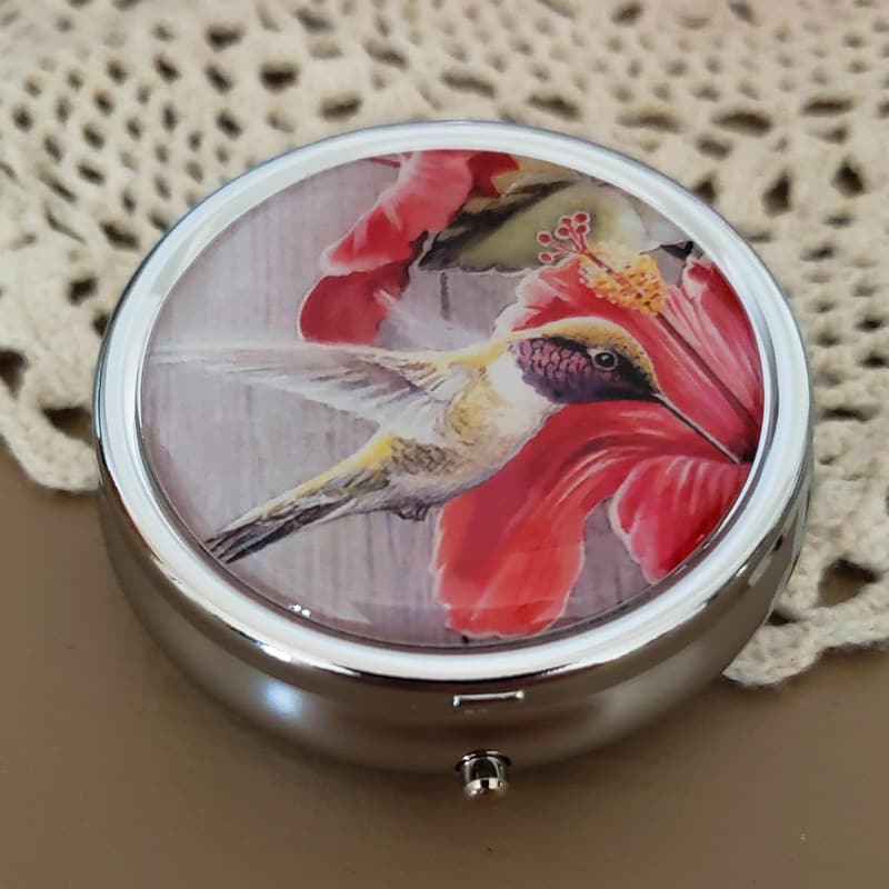 Hummingbird Decorative Pill Box - Stylish Medication Case