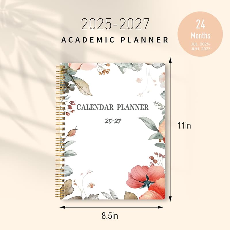 2025-2027 Monthly Planner with Hard PVC Cover, 8.5