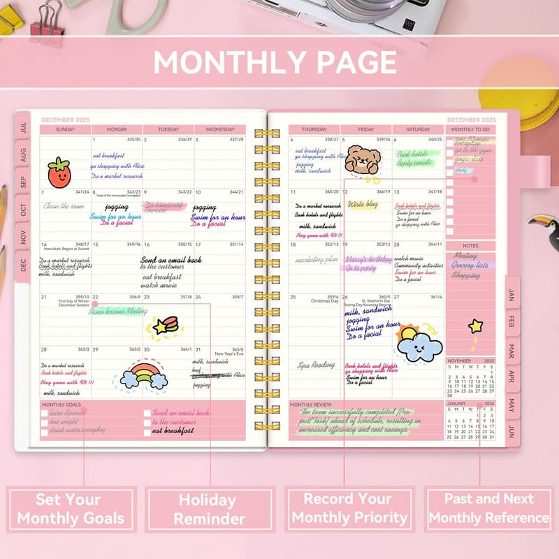 2025-2026 Academic Planner for Teachers & Students, Pink