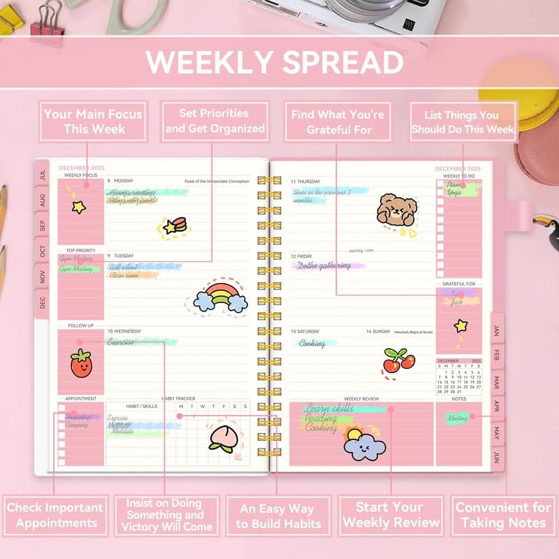 2025-2026 Academic Planner for Teachers & Students, Pink