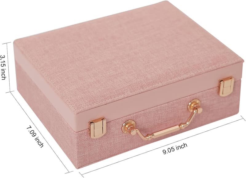 Earring Organizer Jewelry Box with Makeup Mirror for Women
