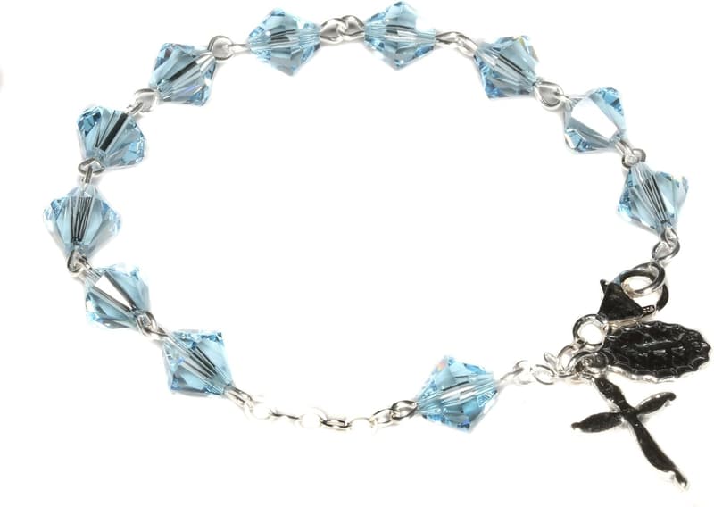 Catholic Rosary Bracelet with Gemstone & Crystal Beads