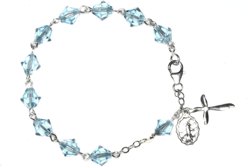 Catholic Rosary Bracelet with Gemstone & Crystal Beads