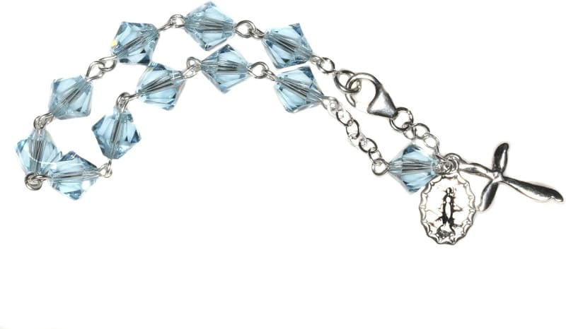 Catholic Rosary Bracelet with Gemstone & Crystal Beads