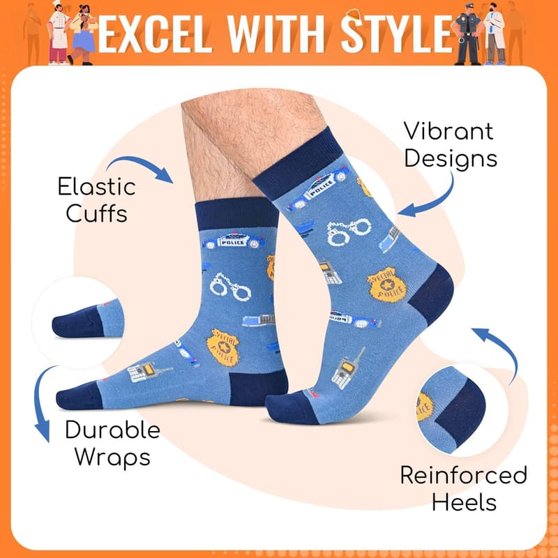 Police-Themed Socks for Hairdressers, Coaches, Realtors, and More