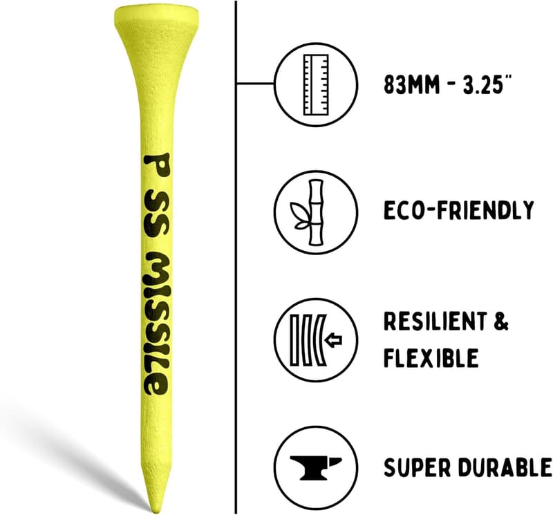 Premium Bamboo Golf Tees Pack of 18 - Eco-Friendly Gift for Golfers