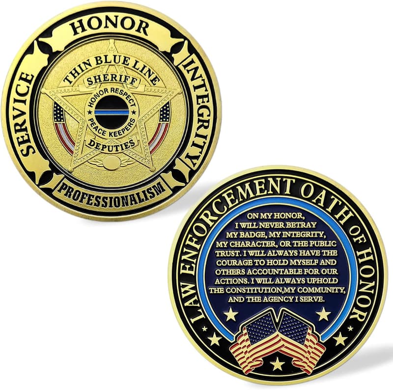 Thin Blue Line Challenge Coin for Law Enforcement Officers