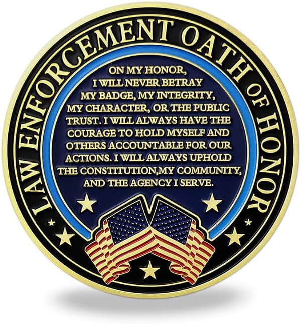 Thin Blue Line Challenge Coin for Law Enforcement Officers