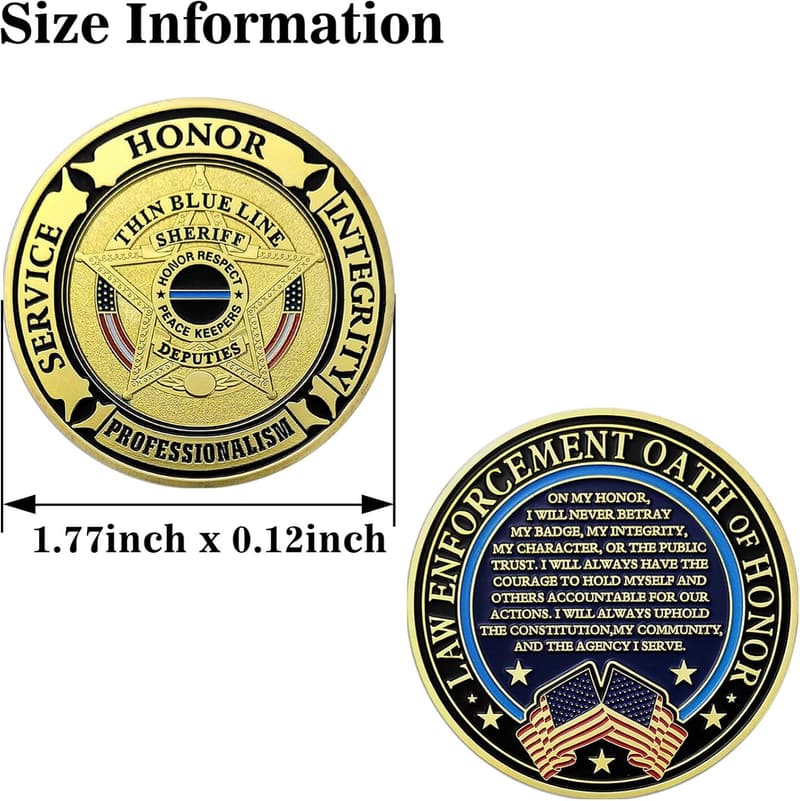Thin Blue Line Challenge Coin for Law Enforcement Officers