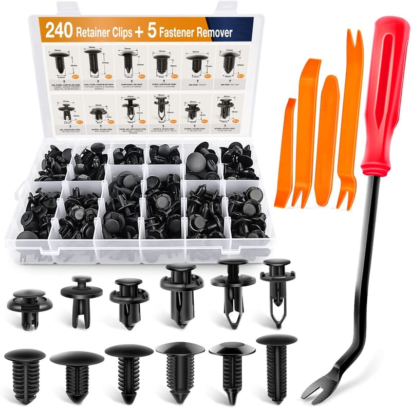 240PCS Car Bumper Retainer Clips Push Pin Rivets Set