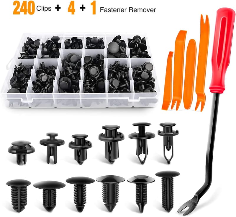 240PCS Car Bumper Retainer Clips Push Pin Rivets Set