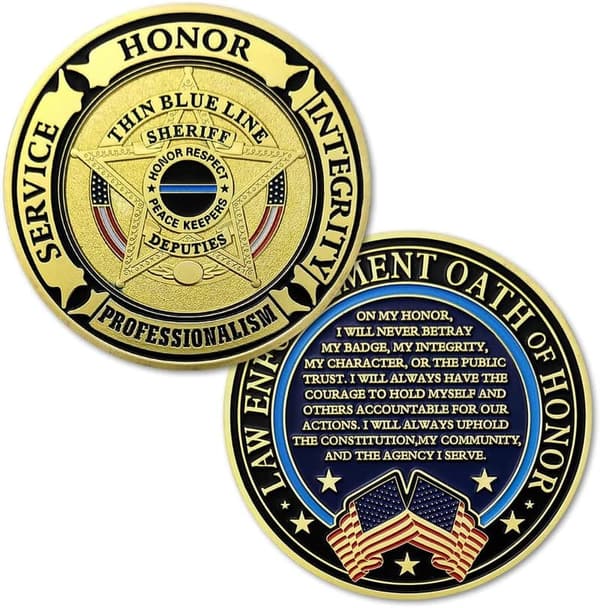 Thin Blue Line Police Challenge Coin