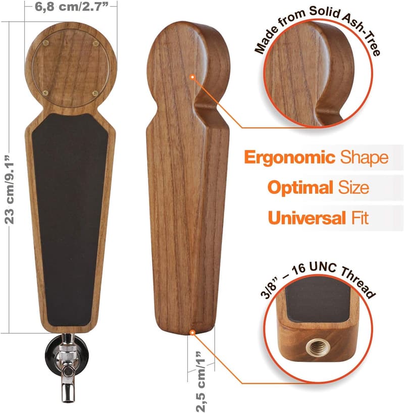 Customizable Wooden Beer Tap Handle with Chalkboard - Kegerator Accessory