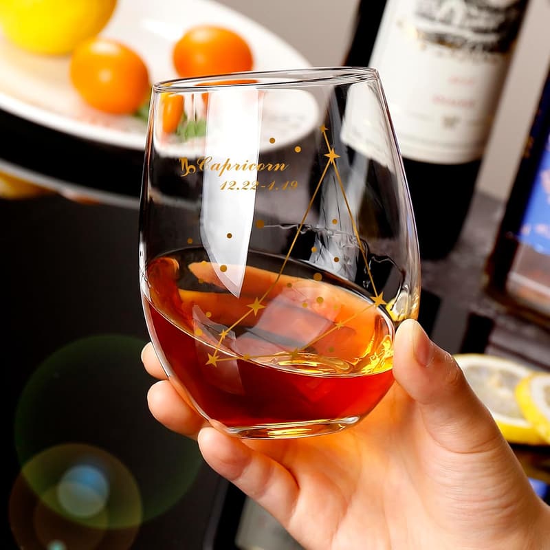 Capricorn Stemless Wine Glass - 20oz Zodiac Astrology Gift