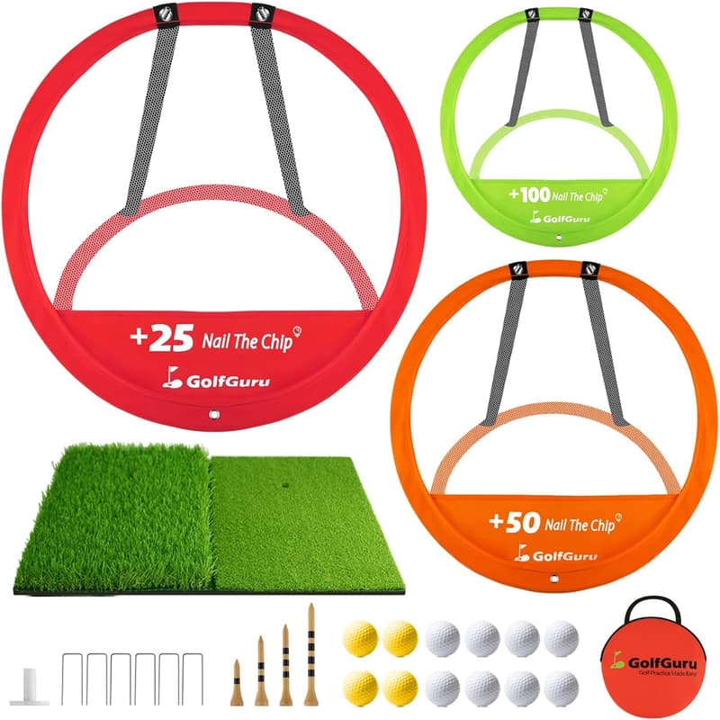 Golf Chipping Net with Foldable Mat & Accessories for Adults