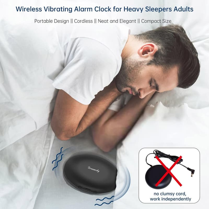 Vibrating Alarm Clock for Heavy Sleepers with Bed Shaker