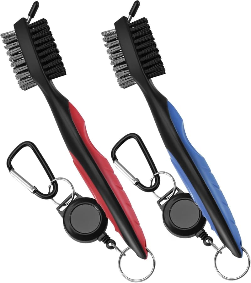 Professional Golf Club Cleaner Brush with Retractable Zip-line (2 Pack)