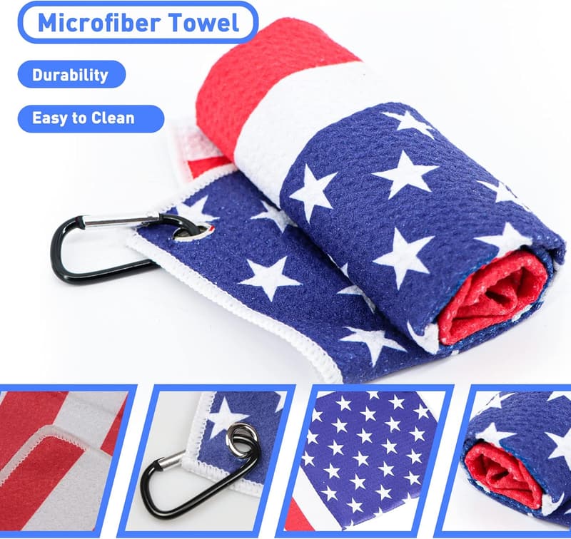 Golf Accessories Cleaning Kit with American Flag Towels