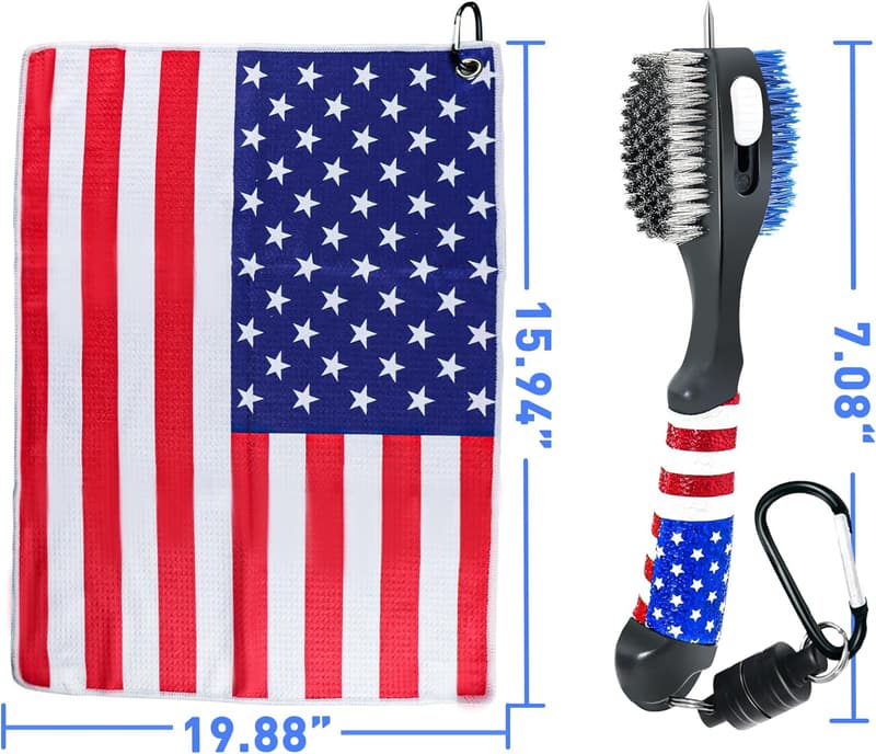 Golf Accessories Cleaning Kit with American Flag Towels