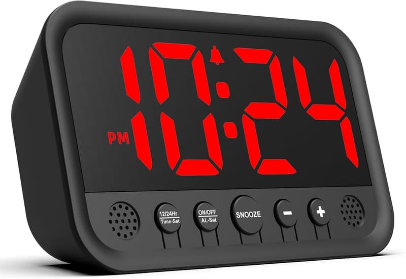 Loud Alarm Clock for Heavy Sleepers - Adjustable LED Bedside Clock